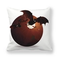 Fodera per cuscino di Halloween con castello e pipistrelli su tessuto bianco morbido - 45*45cm / Stile Castello e Pipistrelli (2)