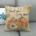 Detailed texture of autumn linen pillow cover with pumpkins and sunflowers pattern - Blessings Pumpkin Sunflower (11)