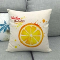 Linen sofa pillow cover featuring vibrant orange fruit slice and artistic vector print - Orange Cross-section Splash Style (9) / 18x18 Inch