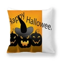 Halloween throw pillow cover featuring Jack-o'-lanterns and Happy Halloween text - 45x45cm / Halloween Pumpkin Wizard Hat
