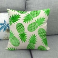 Funda de cojín de lino con estampado de piña verde y beige para decoración de verano - 45x45 cm / Estilo de Patrón de Piña (4) / Blanco Roto