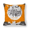 Halloween Kissenbezug mit Kürbis- und Fledermaus-Design und Trick or Treat Aufschrift - 45x45cm / Süßes oder Saures Schloss-Muster