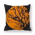 Halloween pillow cover with orange full moon, black bats and pumpkin silhouette design - 45x45cm / Dead Tree Bat Jack-o-lantern