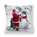 Vue détaillée d'une illustration de Père Noël et bonhomme de neige sur une housse - Père Noël et Bonhomme de Neige (1)
