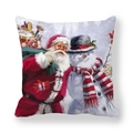 Close-up of Santa and snowman print on thick peach skin pillowcase for Christmas - Christmas Snowman Set (6)