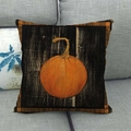 Linen pillowcase with vintage pumpkin print and orange-black stripes for sofa - Vintage Wood Grain Pumpkin (7)