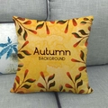 Herfst linnen kussensloop met aquarel bladeren op een grijze bank gestyled - 45x45cm / Herfst Achtergrond Herfstbladeren Stijl (2)