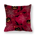 Federa per cuscino Halloween con gatto nero arrabbiato e zucche su sfondo rosso - 45*45cm / Stile Multi-motivo su Fondo Rosso (15)