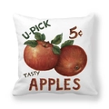 Vintage style harvest cushion cover with red apple print on white peach skin fabric - Vintage Apple Style