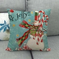 Christmas snowman pillow cover with Be Jolly text on rustic linen for home sofa decor - Be Jolly Snowman Style