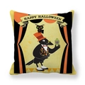Halloween Kissenhülle mit Vintage-Raben, Eulen-Grafik und Witches Brew-Motiv im Detail - 45x45 cm / Zylinder Krähe Trank Stil (1)
