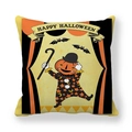 Detailaufnahme des Vintage-Halloween-Kürbis-Prints auf dickem Pfirsichhaut-Kissenbezug - 45x45 cm / Kürbiskopf Gentleman Stil (3)