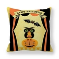 Detail von Halloween-Kissenbezug mit Kürbis-, Eulen- und Fledermausmotiven - 45x45 cm / Kürbis Eule Fledermaus Stil (4)