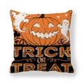 Halloween pumpkin lantern pillow case with ghosts and Trick or Treat text on white background - 18x18 Inch / Huge Jack-o-Lantern Style (6)