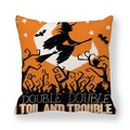 Halloween decorative pillowcase featuring a witch flying across the moon with quote - 18x18 Inch / Witch Riding Broom Full Moon Style (9)
