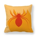 Square peach skin pillowcase in yellow featuring a geometric orange spider graphic - 45x45cm / Ginger Spider Pattern