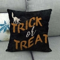 Halloween black pillow cover with cat silhouette and Trick or Treat text on grey sofa - 18x18 Inch / Trick or Treat White Cat Style (3)