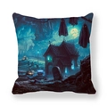 Halloween peach skin pillowcase featuring haunted castle, ghosts and pumpkin lantern design - Graveyard Castle Pumpkin Style (9)