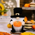 Harvest gnome plush doll with black hat holding orange pumpkin for autumn decor - Thanksgiving Chef Gnome With Pumpkin Male