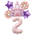 Princess castle balloon set with pink number two and star flower shapes for girls birthday - Number 2 / Baby Pink