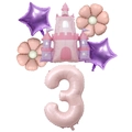 Pink and purple 40-inch number 3 princess castle foil balloon set for birthday party décor - Number 3 / Baby Pink