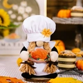 Harvest gnome chef plush with white hat and turkey tray on a wooden base decor - Thanksgiving Chef Gnome With Turkey Female