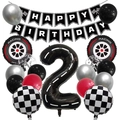 Rennwagen 2. Geburtstag Deko-Set mit karierten Bannern und Reifen-Ballons - 2. Geburtstag Set