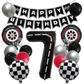 Détail du kit de course avec ballon chiffre 7 et bannière de joyeux anniversaire - Set de 7ème Anniversaire
