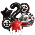 Rennwagen-Themen Geburtstag Ballon Set mit Nummer 2 und Helm-Folienballons - Nummer 2 Stil