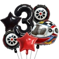 Rennwagen 3. Geburtstag Set mit Nummer 3 Ballon und Reifen- sowie Helm-Formen - Nummer 3 Stil