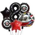 Kit de ballons de course avec grand chiffre 8, formes de pneus et casque coloré - Style Numéro 8