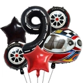 Set de ballons de course avec chiffre 9 géant, casque et pneus pour anniversaire - Style Numéro 9