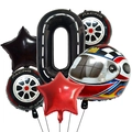 Kit ballons thème course avec chiffre 0 géant pneus et casque pour décoration anniversaire - Style Numéro 0