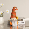 Nain d'automne en peluche avec chapeau citrouille et tournesol pour fête récolte - Style Homme - Barbe (I 3-2 Poupée en Tricot de Feuilles de Saule Homme)