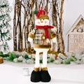 Telescopische kerstsneeuwpop pop met rode geruite muts en sjaal vakantie decoratie - Sneeuwpop Stijl (A2-10)