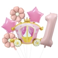 Detalle del globo de carroza de princesa y número uno rosa para fiesta de primer cumpleaños - Estilo Carruaje de Princesa Y Número Uno (Princess Carriage Set 1)