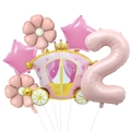 Set de globos de carroza de princesa y número 2 con estrellas rosas para 2º cumpleaños - Estilo Carruaje de Princesa Y Número Dos (Princess Carriage Set 2)
