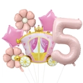 Detalle del set de globos de carroza de princesa rosa para fiesta de 5º cumpleaños - Estilo Carruaje de Princesa Y Número Cinco (Princess Carriage Set 5)