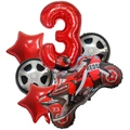 Rennmotorrad Ballon Set zum 3. Geburtstag für Jungen in rot und schwarz Dekoration - Motorrad Nummer 3 (Roter Stil) / Rot