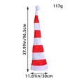 Long red and white striped elf hat decoration, 96.5cm length with plush ball top - B3-7 Wire Cap Red And White