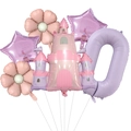 Détail du kit ballons château rose avec étoiles violettes et marguerite pour fête - Set Château de Princesse 0