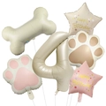 Dog bone and star foil balloon set in cream tones for 4th birthday party decoration - Number 4 Style (6127340238979)