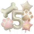 Morandi colors birthday balloon set with bone shape and number 5 for party decor - Number 5 Style (6127340238980)