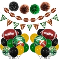 Set decorativo per feste football americano con palloncini verdi, striscioni e palloni in foil - Set Football B