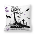 Halloween pillowcase featuring black trees, purple moon, and bats on white peach skin fabric - 45x45cm / Purple Moon Halloween