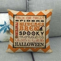 Halloween Kissenbezug mit orangefarbenem Zickzackmuster und Trick-or-Treat Aufdruck - Orange Weißes Zickzackmuster (13) / 45x45 cm