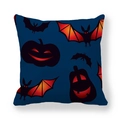 Halloween pillowcase featuring orange gradient bats and pumpkins on a dark blue background - Dark Blue Pumpkin Bat Style (2)