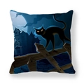 Halloween black cat on wooden fence under full moon minimalist peach skin pillowcase - Black Cat on Fence (Style 2)