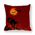Halloween black cat and bat silhouette throw pillow cover with orange moon - Bats and Orange Moon (Style 3)
