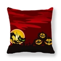 Halloween throw pillow cover with black cat and pumpkin lanterns on red background - Black Cat and Pumpkins Red (Style 4)
